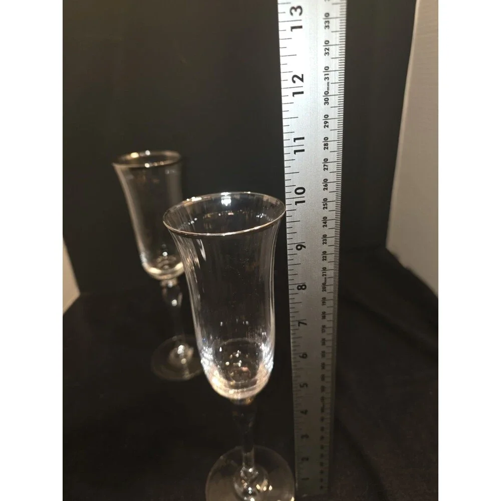 Set Of 2‎ Block Crystal Platinum Ball/Optic  Champagne Flute